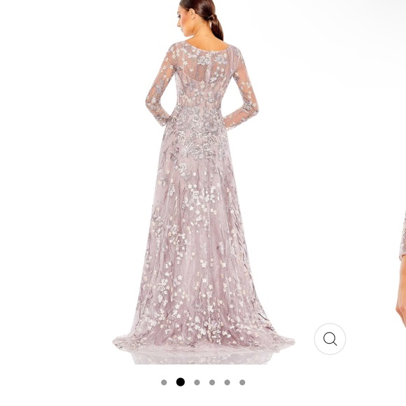 Mac Duggal EMBELLISHED ILLUSION LONG SLEEVE A LINE GOWN. Style# 20402 Lavender - Picture 3 of 14
